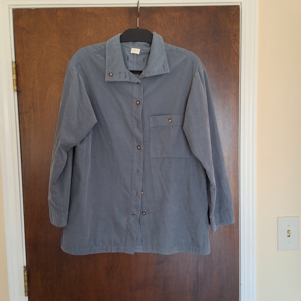 Poetry women's steel blue cotton corduroy over shirt size 4
